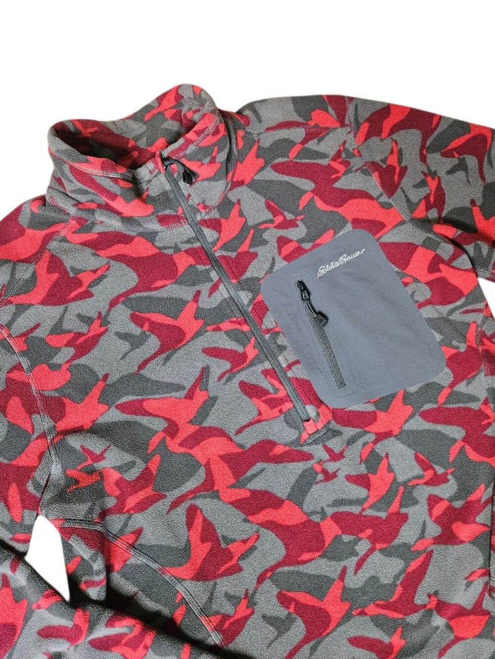 Eddie Bauer First Ascent Bird Logo Camo Fleece Sweatshirt Men's M Gorpcore Hike